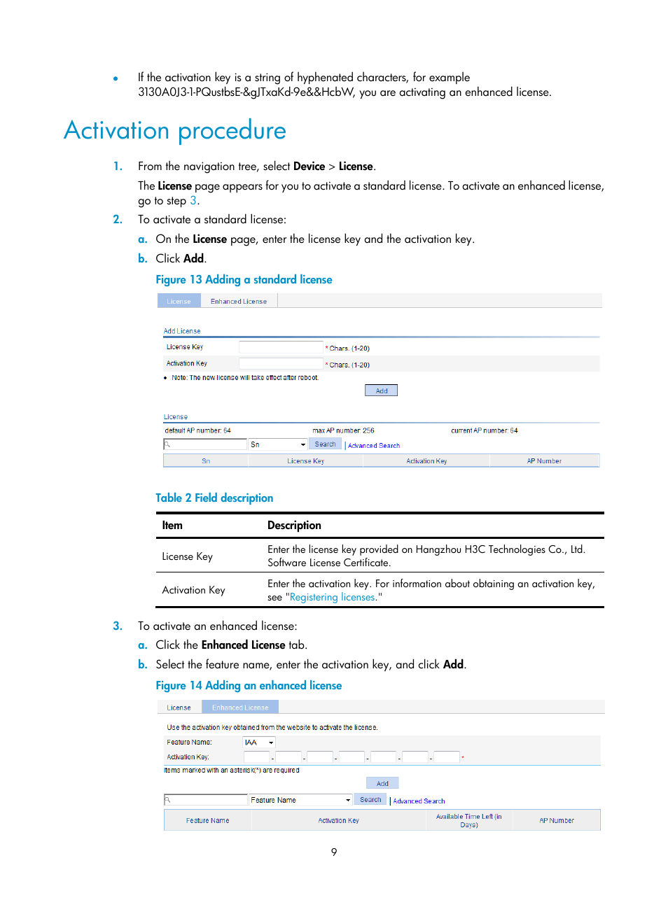 Activation procedure | H3C Technologies H3C WX3000E Series Wireless Switches User Manual | Page 15 / 17