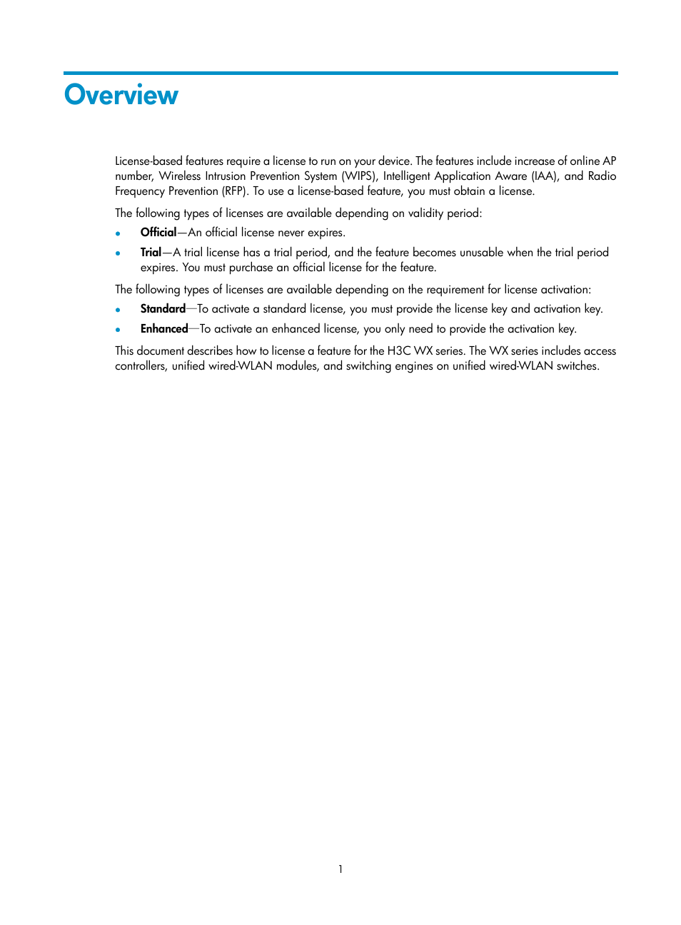 Overview | H3C Technologies H3C WX3000E Series Wireless Switches User Manual | Page 7 / 17