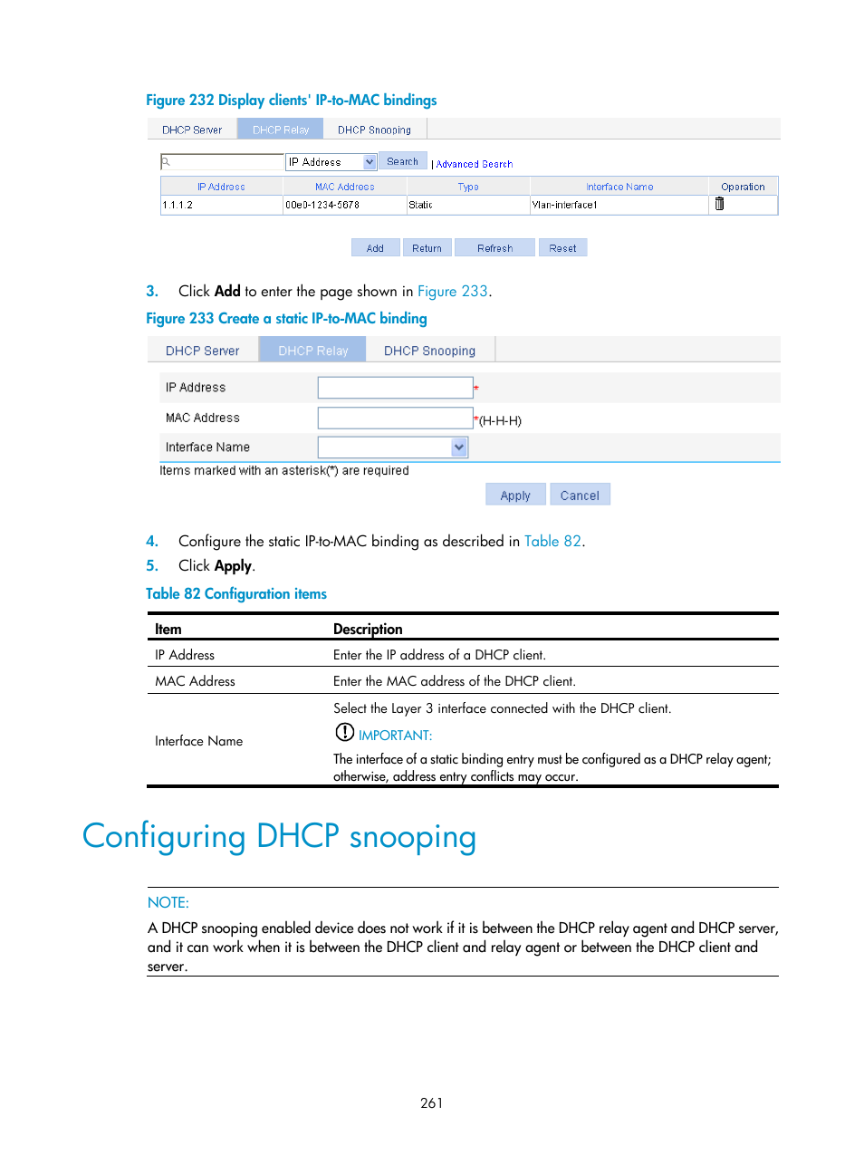 Configuring dhcp snooping, As shown in, Figure 232 | H3C Technologies H3C WX3000E Series Wireless Switches User Manual | Page 274 / 459