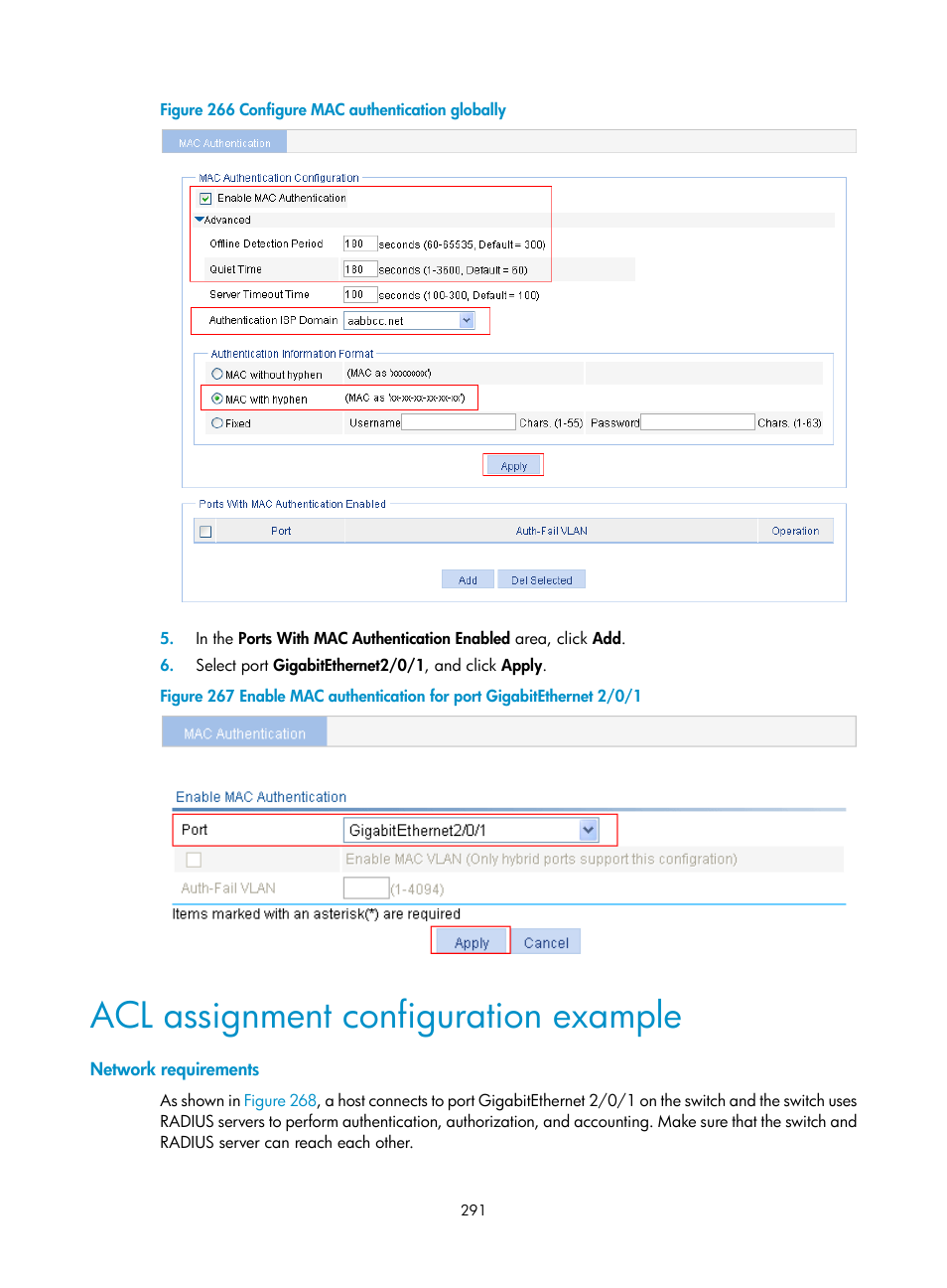 Acl assignment configuration example, Network requirements | H3C Technologies H3C WX3000E Series Wireless Switches User Manual | Page 304 / 459