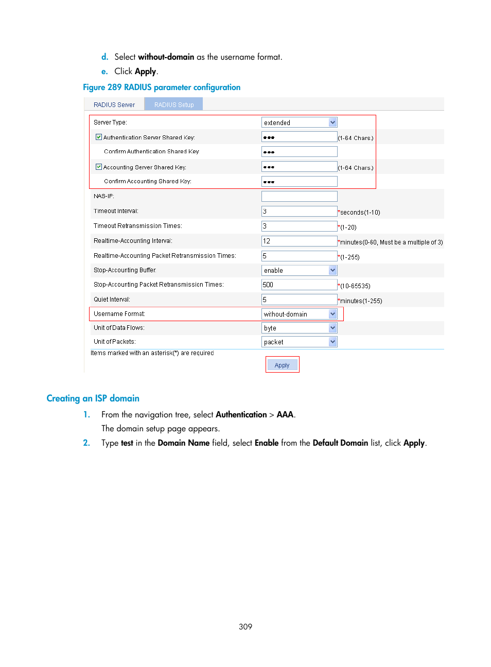 Creating an isp domain | H3C Technologies H3C WX3000E Series Wireless Switches User Manual | Page 322 / 459