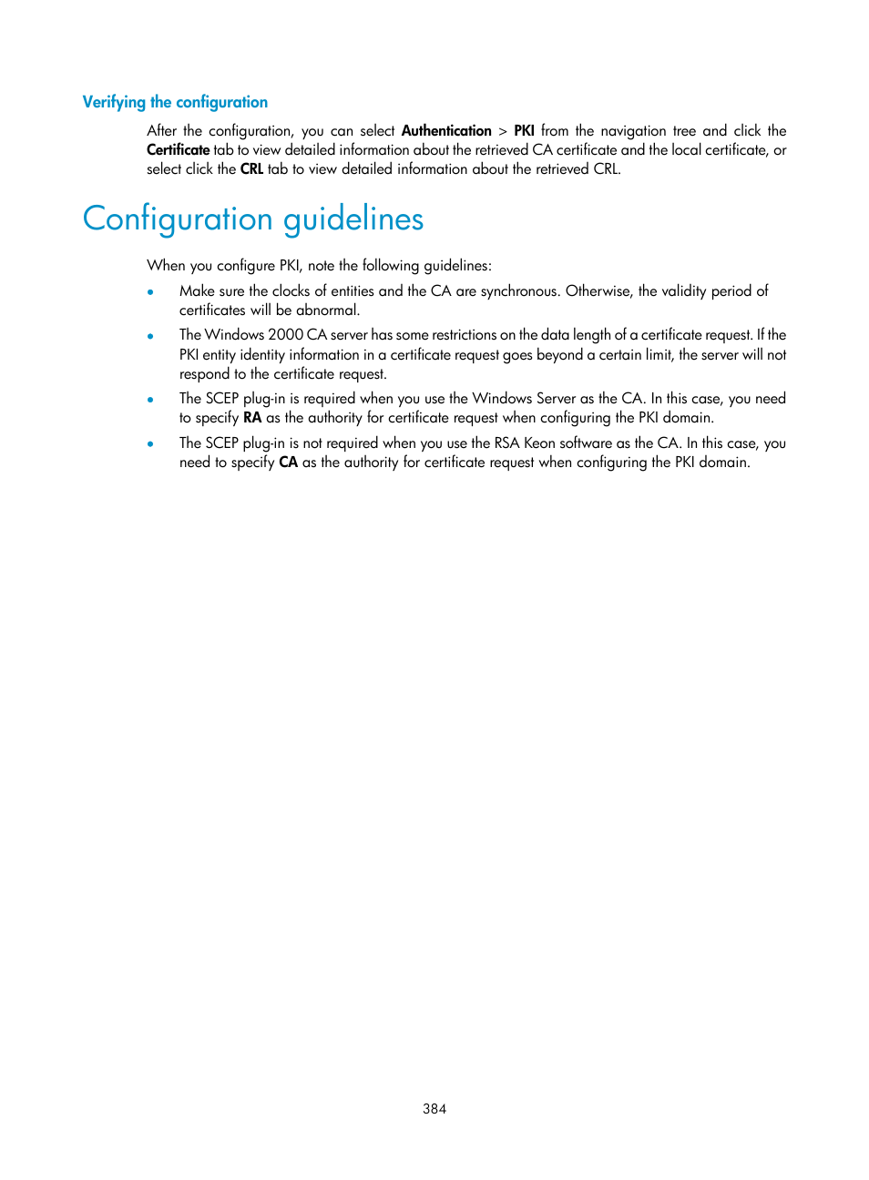 Verifying the configuration, Configuration guidelines | H3C Technologies H3C WX3000E Series Wireless Switches User Manual | Page 397 / 459