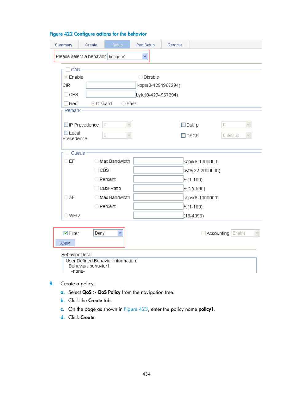 As shown in, Figure 422, Selec | H3C Technologies H3C WX3000E Series Wireless Switches User Manual | Page 447 / 459
