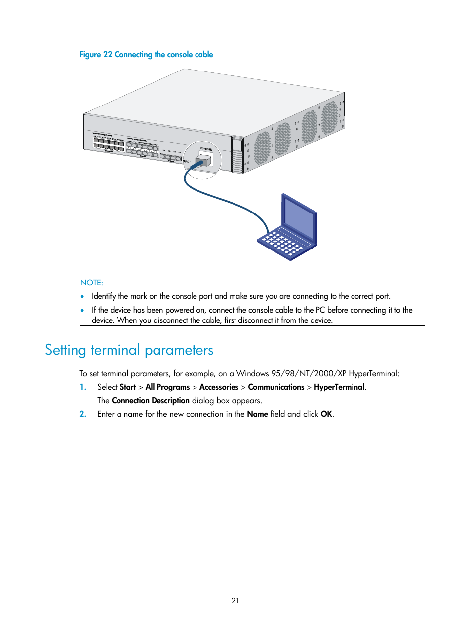 Setting terminal parameters | H3C Technologies H3C WX5500E Series Access Controllers User Manual | Page 27 / 59