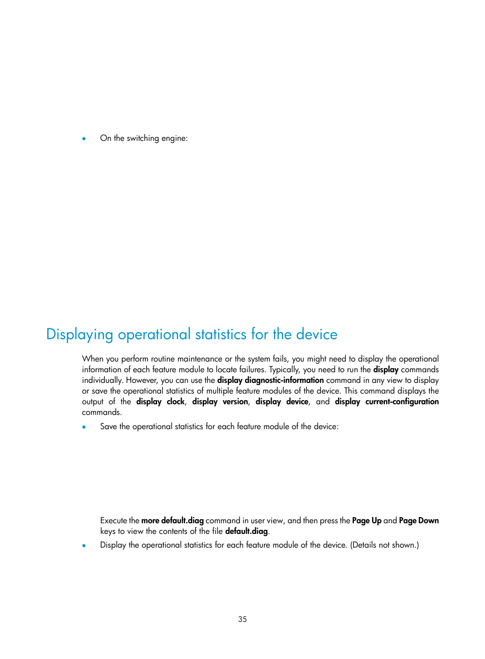 Displaying operational statistics for the device | H3C Technologies H3C WX5500E Series Access Controllers User Manual | Page 41 / 59