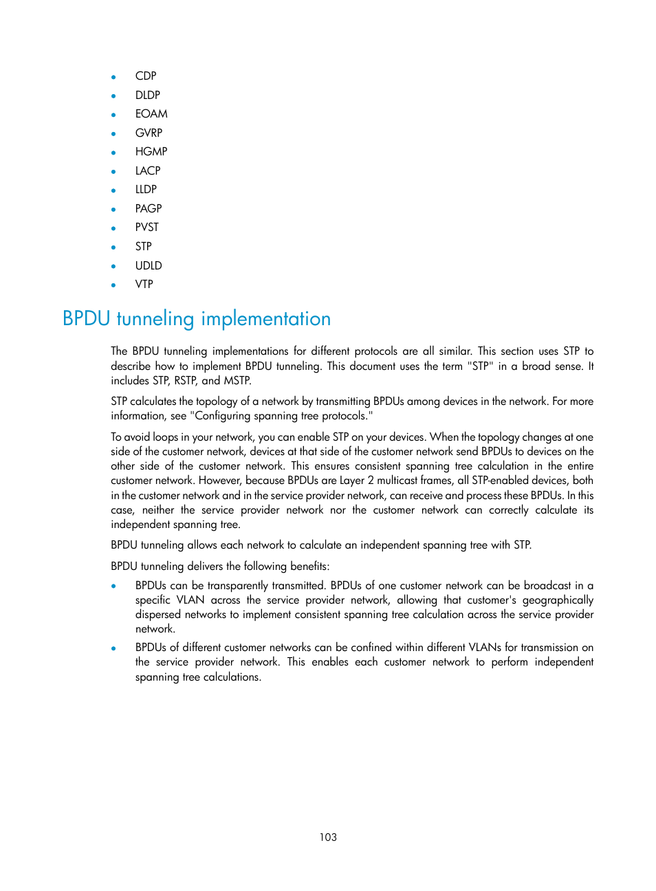 Bpdu tunneling implementation | H3C Technologies H3C WX5500E Series Access Controllers User Manual | Page 114 / 221