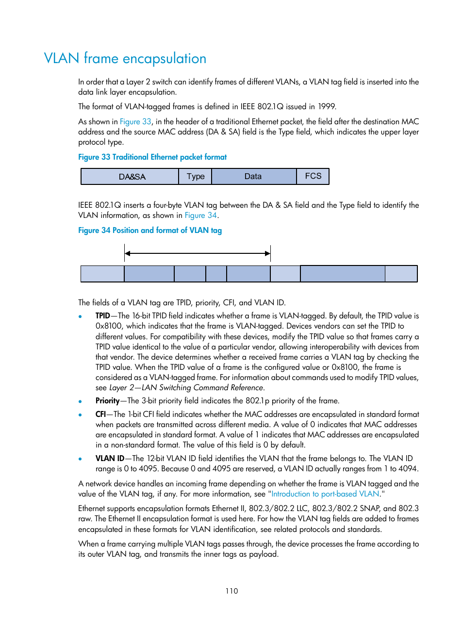 Vlan frame encapsulation | H3C Technologies H3C WX5500E Series Access Controllers User Manual | Page 121 / 221