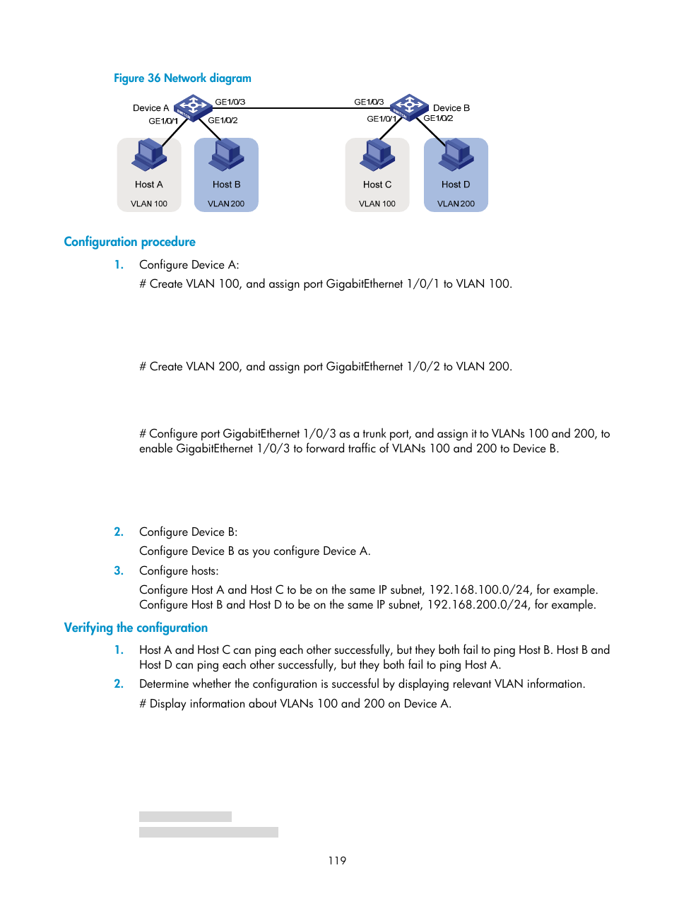 Configuration procedure, Verifying the configuration | H3C Technologies H3C WX5500E Series Access Controllers User Manual | Page 130 / 221