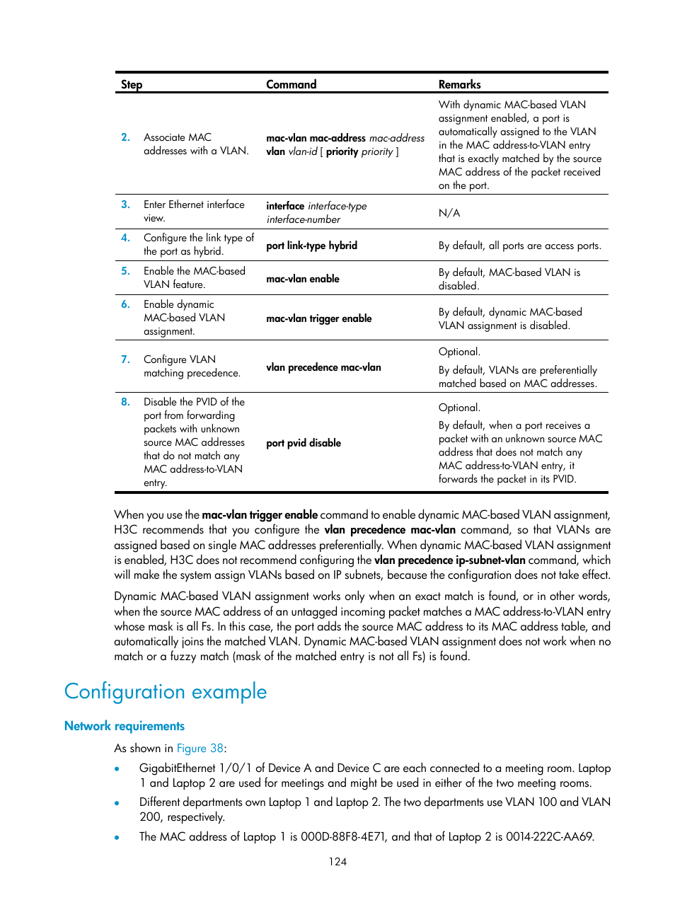 Configuration example, Network requirements | H3C Technologies H3C WX5500E Series Access Controllers User Manual | Page 135 / 221