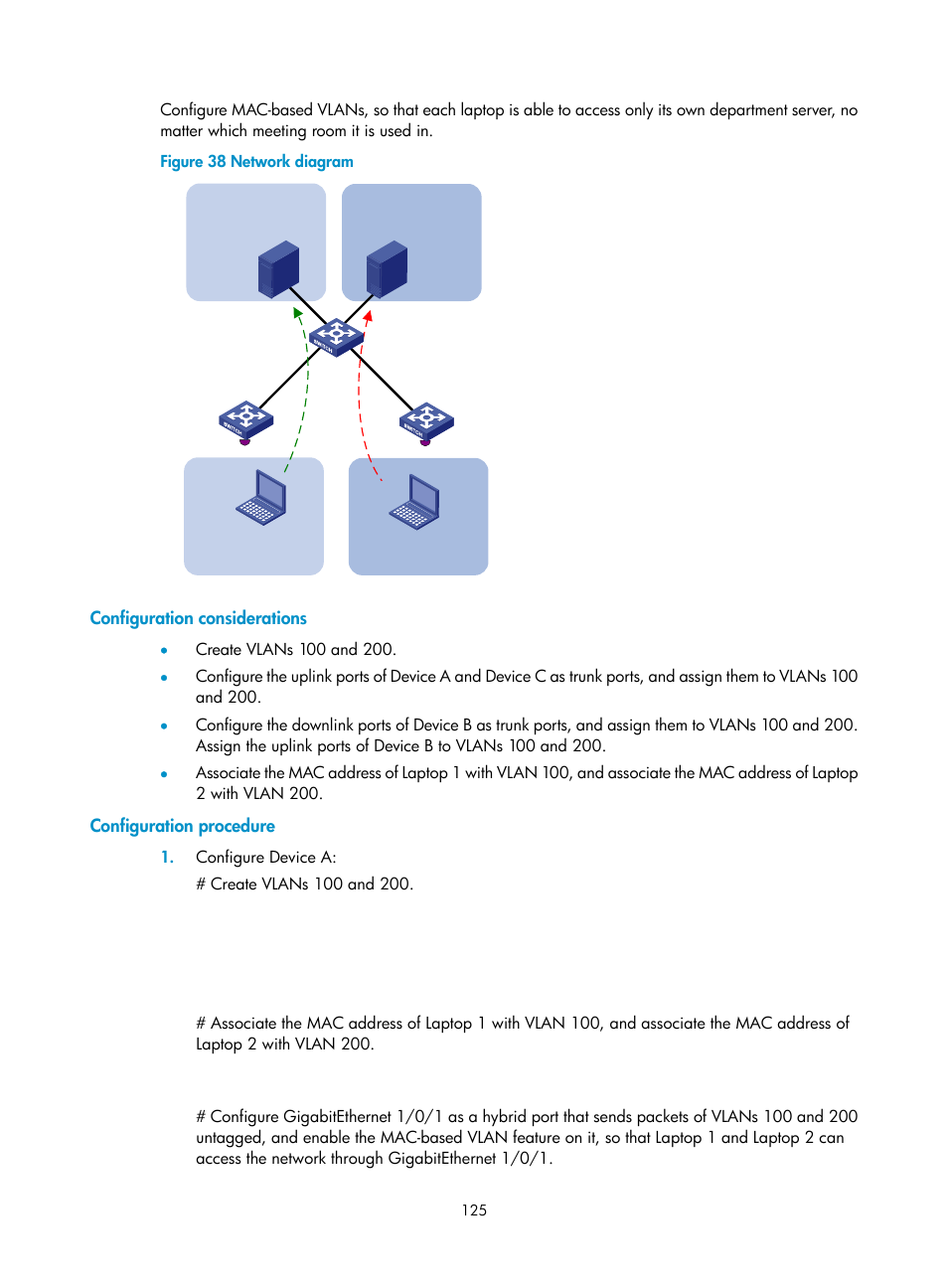 Configuration considerations, Configuration procedure | H3C Technologies H3C WX5500E Series Access Controllers User Manual | Page 136 / 221