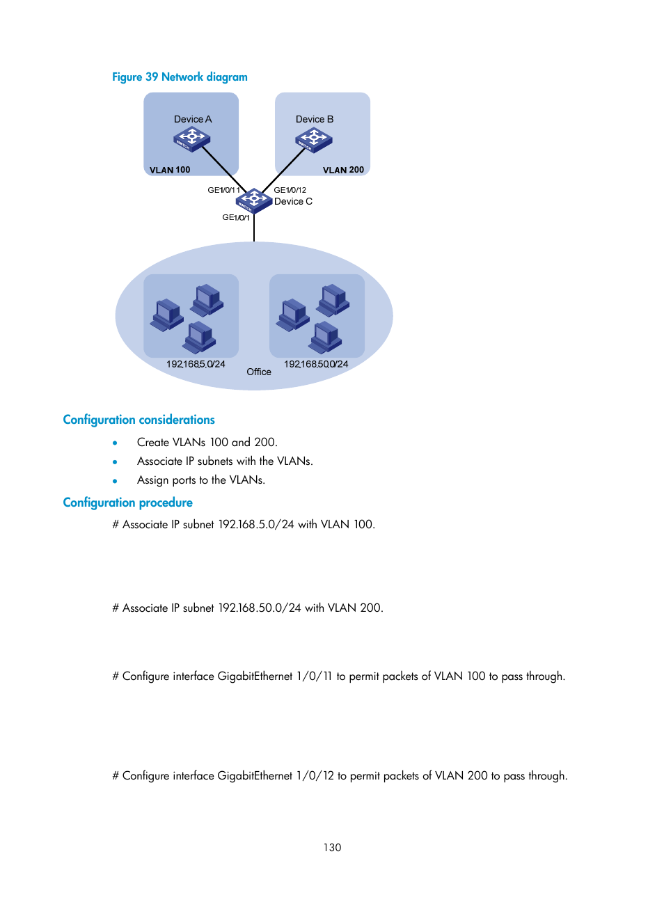 Configuration considerations, Configuration procedure | H3C Technologies H3C WX5500E Series Access Controllers User Manual | Page 141 / 221