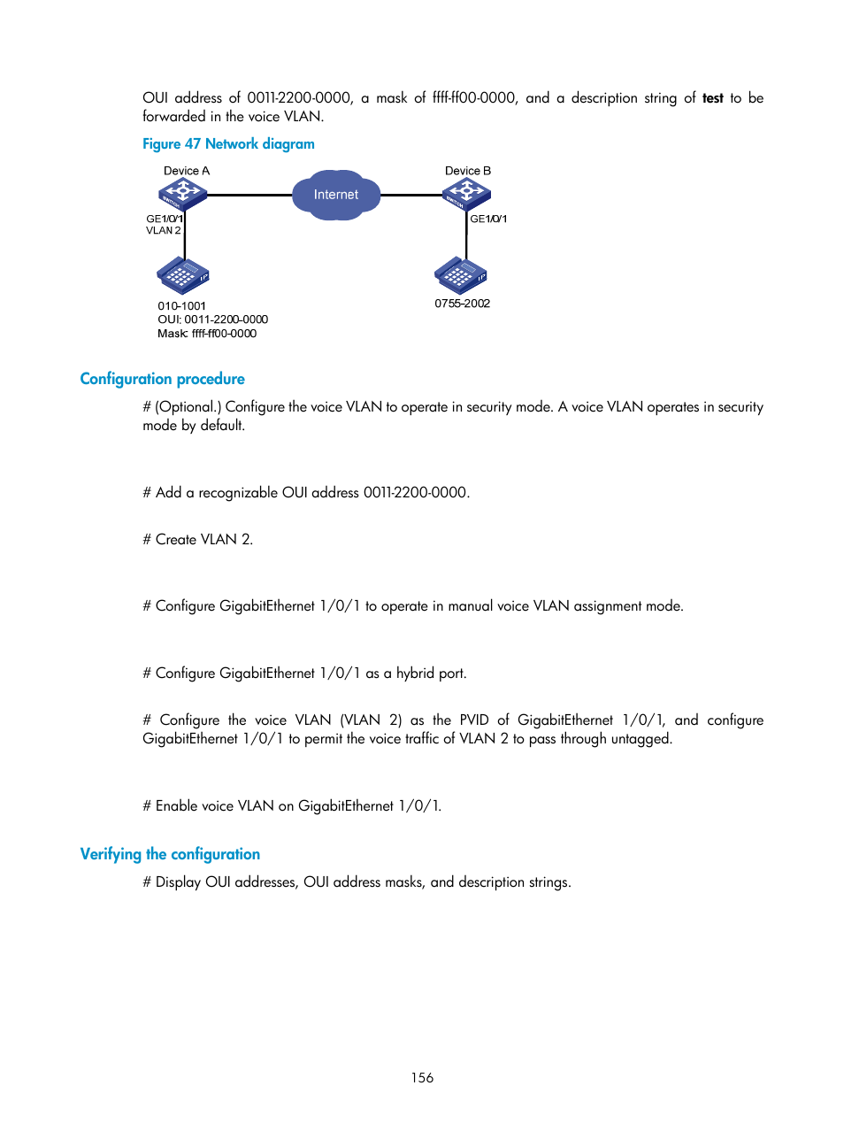 Configuration procedure, Verifying the configuration | H3C Technologies H3C WX5500E Series Access Controllers User Manual | Page 167 / 221