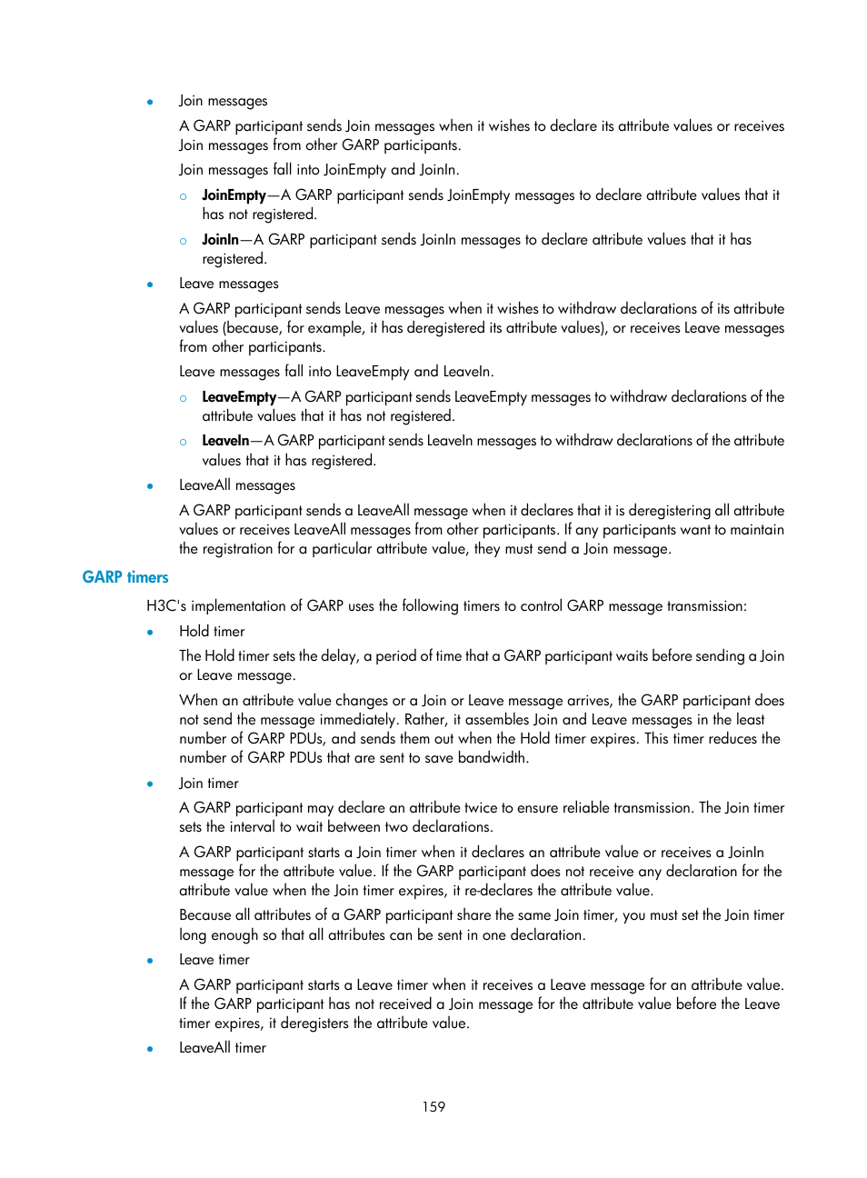 Garp timers | H3C Technologies H3C WX5500E Series Access Controllers User Manual | Page 170 / 221