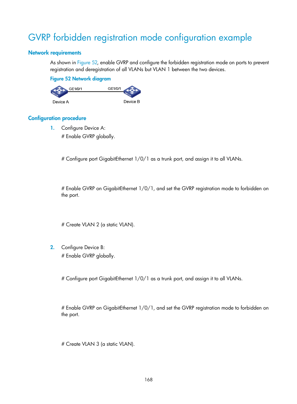 Network requirements, Configuration procedure | H3C Technologies H3C WX5500E Series Access Controllers User Manual | Page 179 / 221