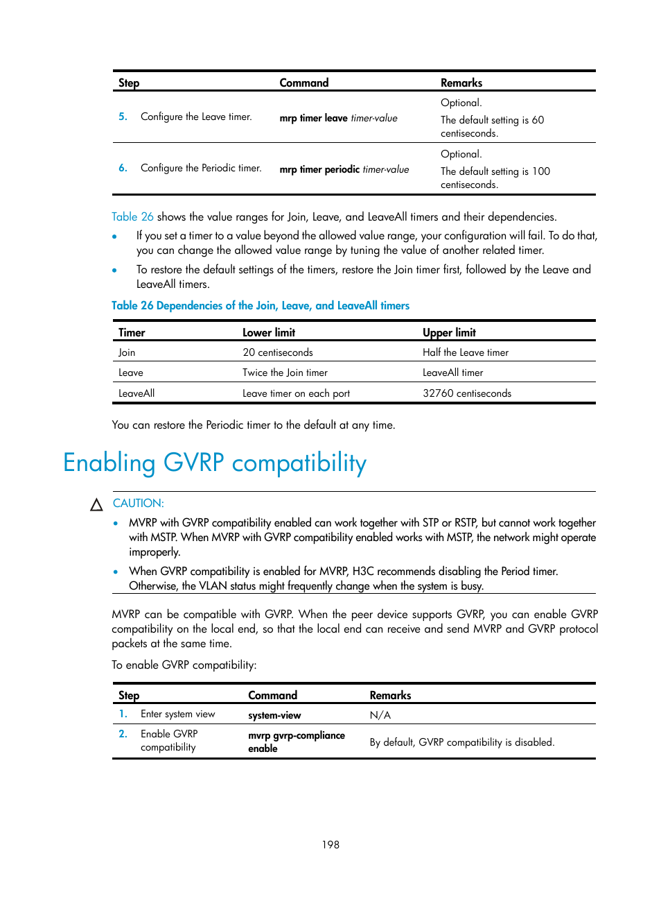 Enabling gvrp compatibility | H3C Technologies H3C WX5500E Series Access Controllers User Manual | Page 209 / 221