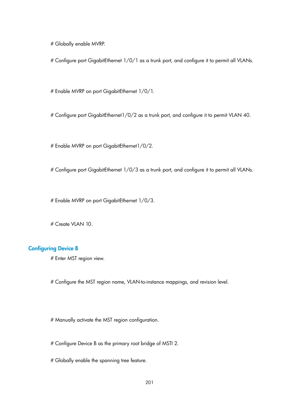 Configuring device b | H3C Technologies H3C WX5500E Series Access Controllers User Manual | Page 212 / 221