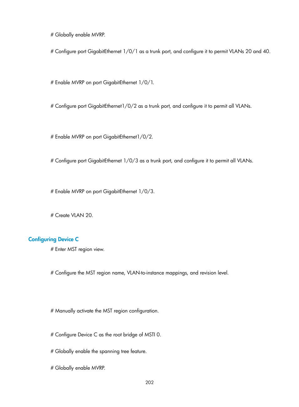 Configuring device c | H3C Technologies H3C WX5500E Series Access Controllers User Manual | Page 213 / 221