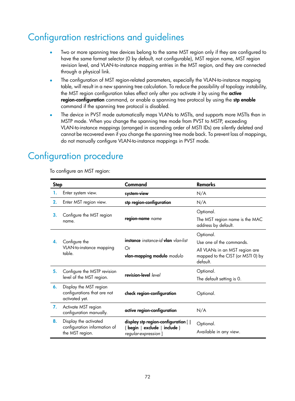 Configuration restrictions and guidelines, Configuration procedure | H3C Technologies H3C WX5500E Series Access Controllers User Manual | Page 83 / 221
