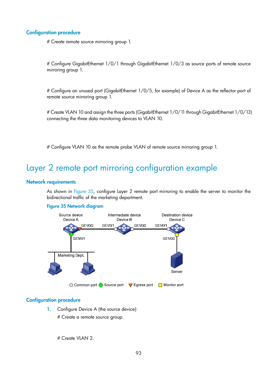 Configuration procedure, Network requirements | H3C Technologies H3C WX5500E Series Access Controllers User Manual | Page 101 / 104