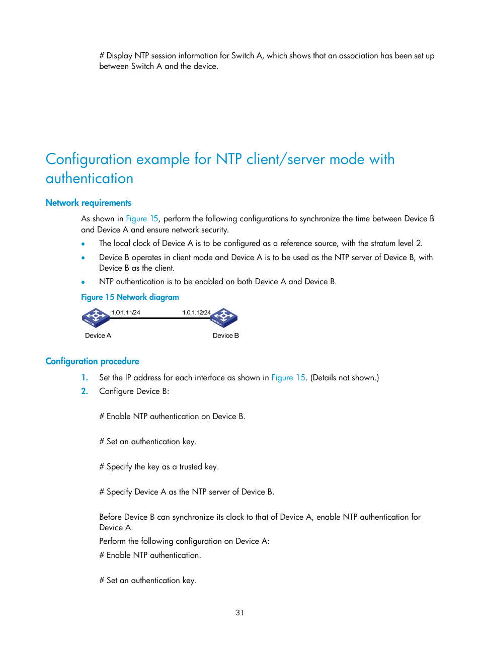 Network requirements, Configuration procedure | H3C Technologies H3C WX5500E Series Access Controllers User Manual | Page 39 / 104