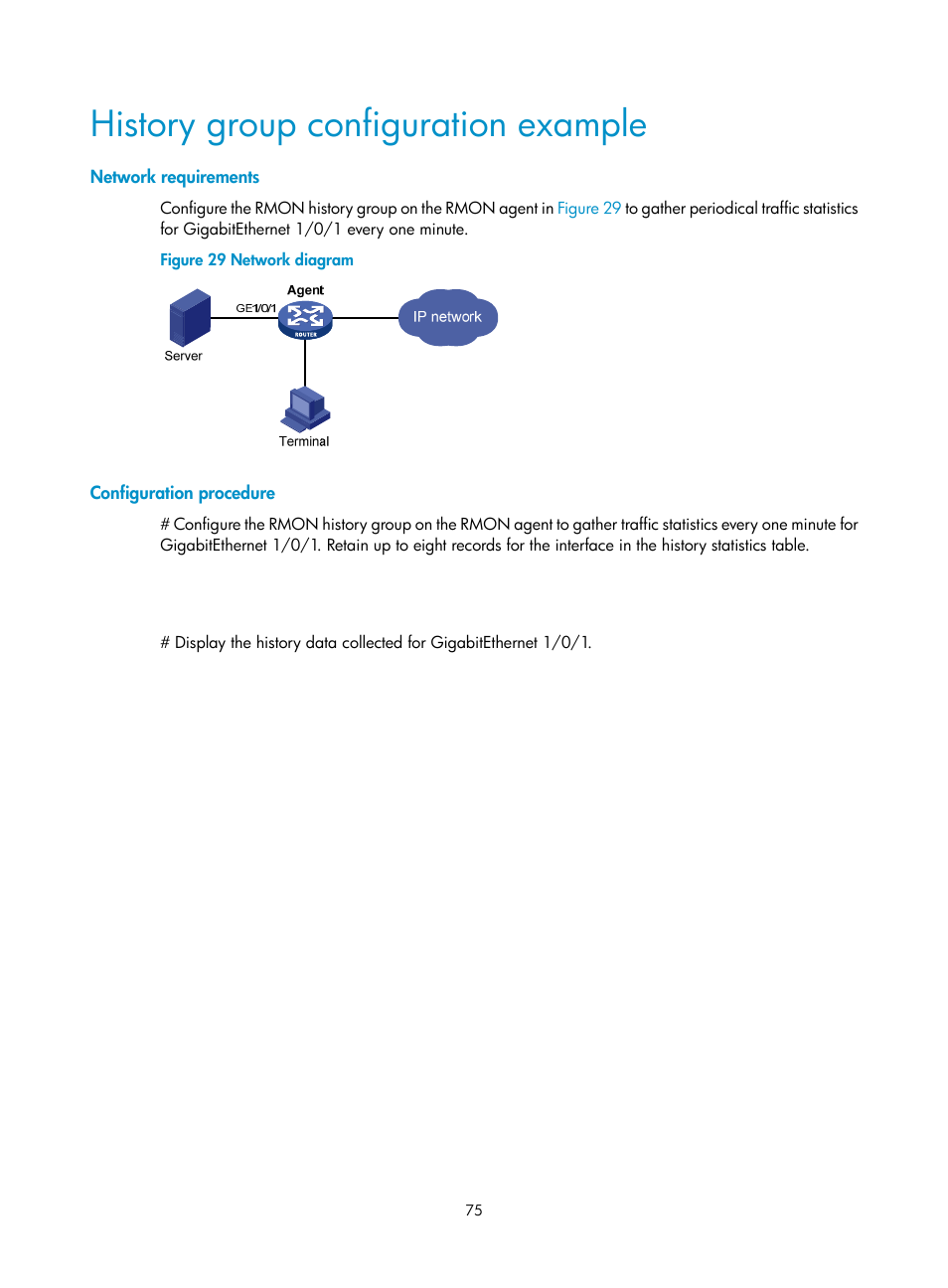 History group configuration example, Network requirements, Configuration procedure | H3C Technologies H3C WX5500E Series Access Controllers User Manual | Page 83 / 104