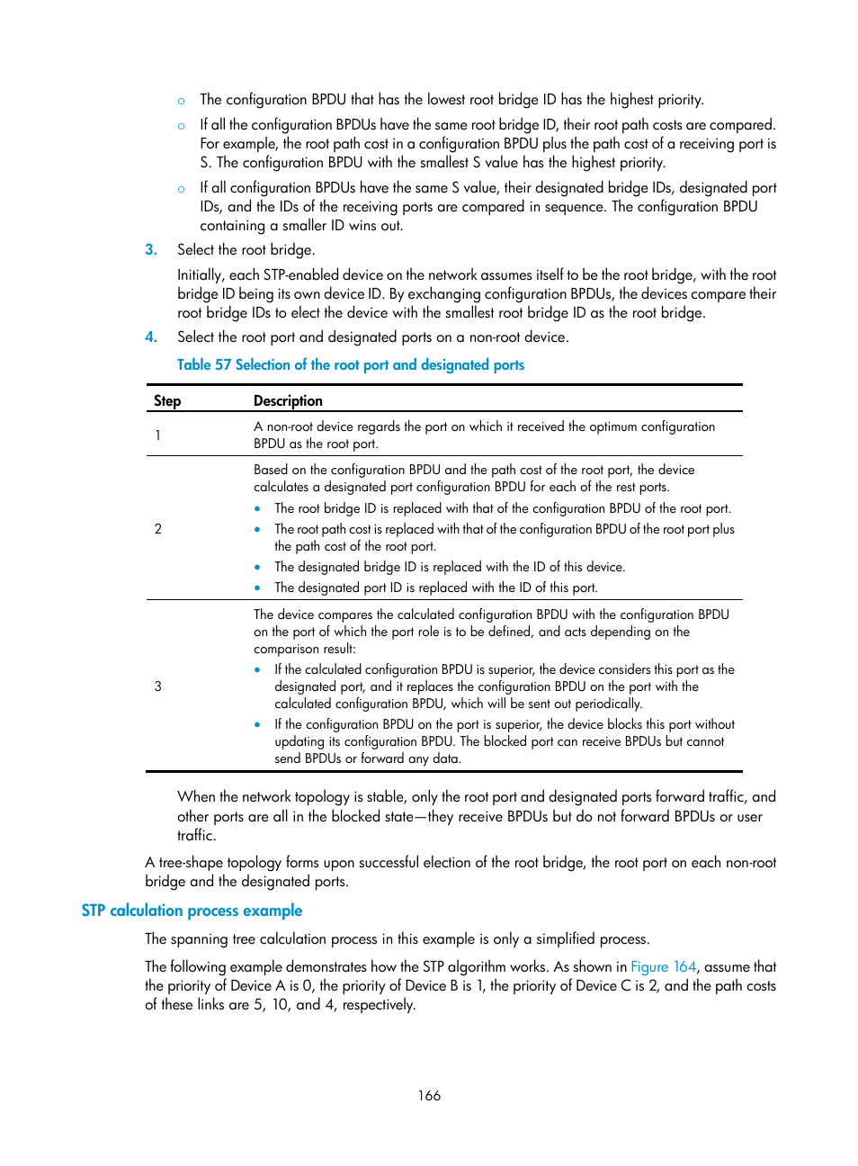 Stp calculation process example | H3C Technologies H3C WX5500E Series Access Controllers User Manual | Page 176 / 254