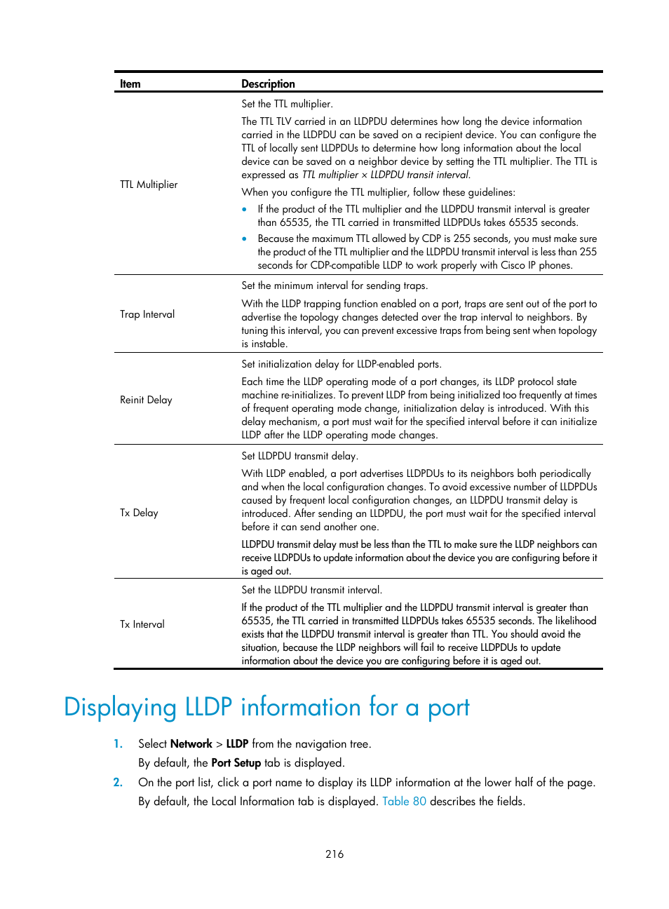 Displaying lldp information for a port, Displaying lldp, Information for a port | H3C Technologies H3C WX5500E Series Access Controllers User Manual | Page 226 / 254