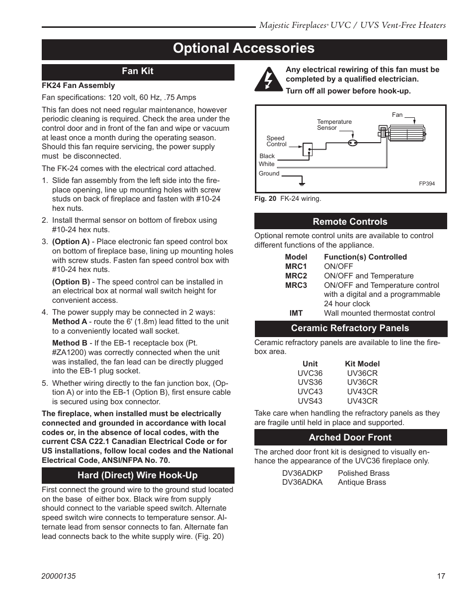 Optional accessories | CFM UVC43 User Manual | Page 17 / 20