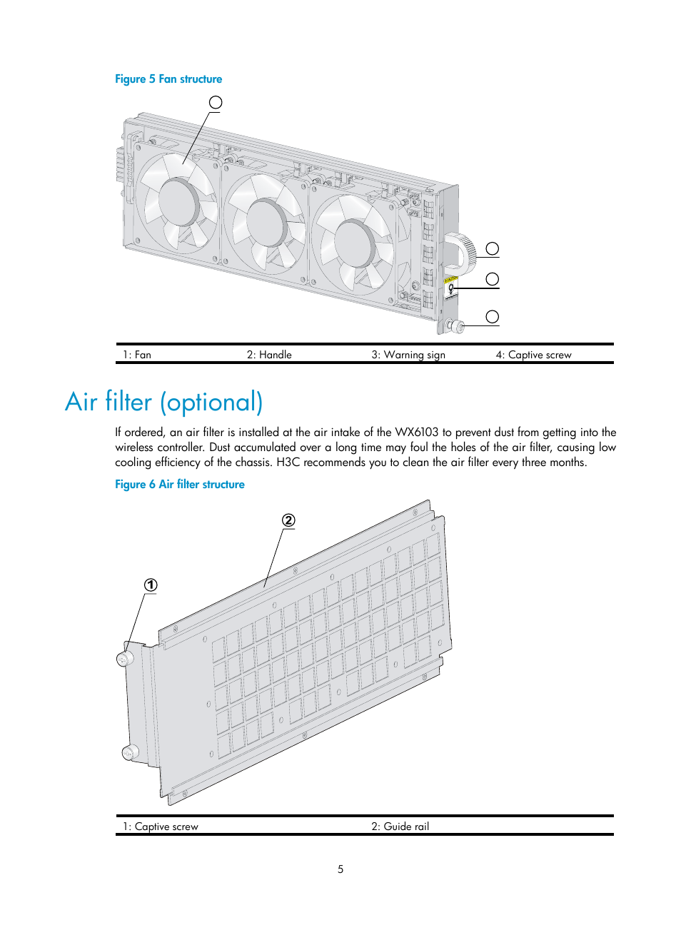 Air filter (optional) | H3C Technologies H3C WX6000 Series Access Controllers User Manual | Page 13 / 90