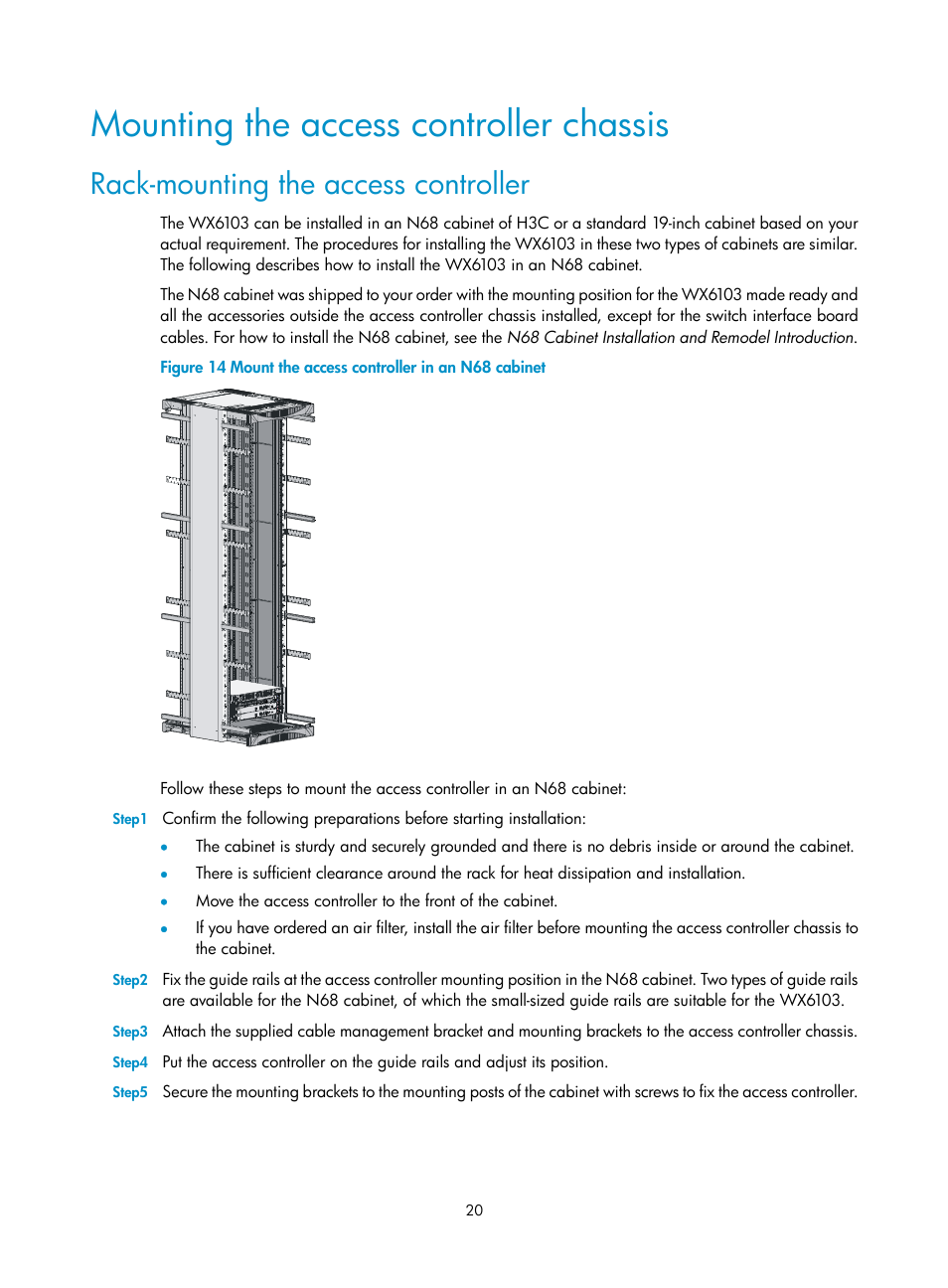 Mounting the access controller chassis, Rack-mounting the access controller | H3C Technologies H3C WX6000 Series Access Controllers User Manual | Page 28 / 90