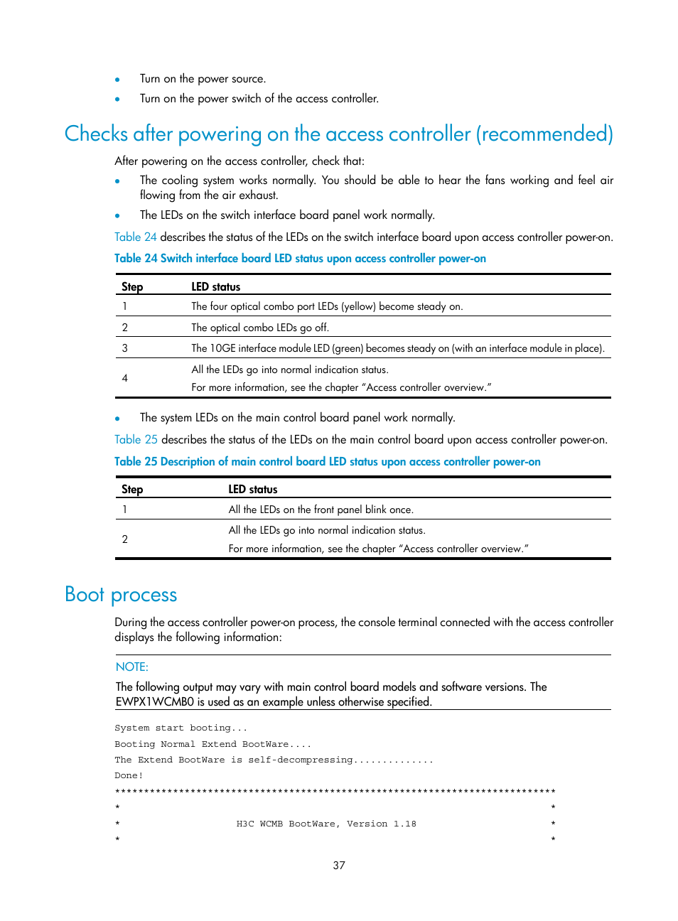 Boot process | H3C Technologies H3C WX6000 Series Access Controllers User Manual | Page 45 / 90