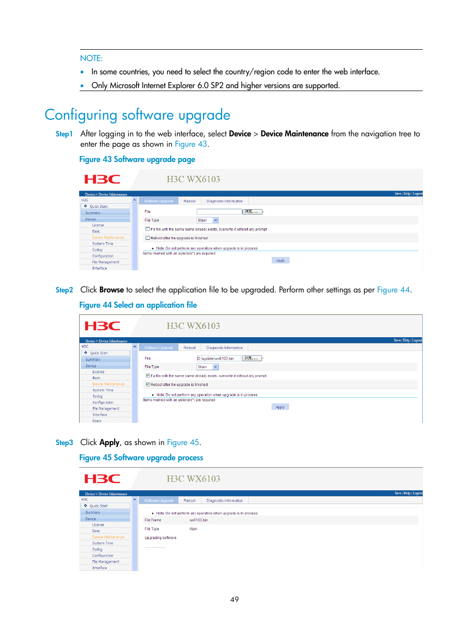 Configuring software upgrade | H3C Technologies H3C WX6000 Series Access Controllers User Manual | Page 57 / 90