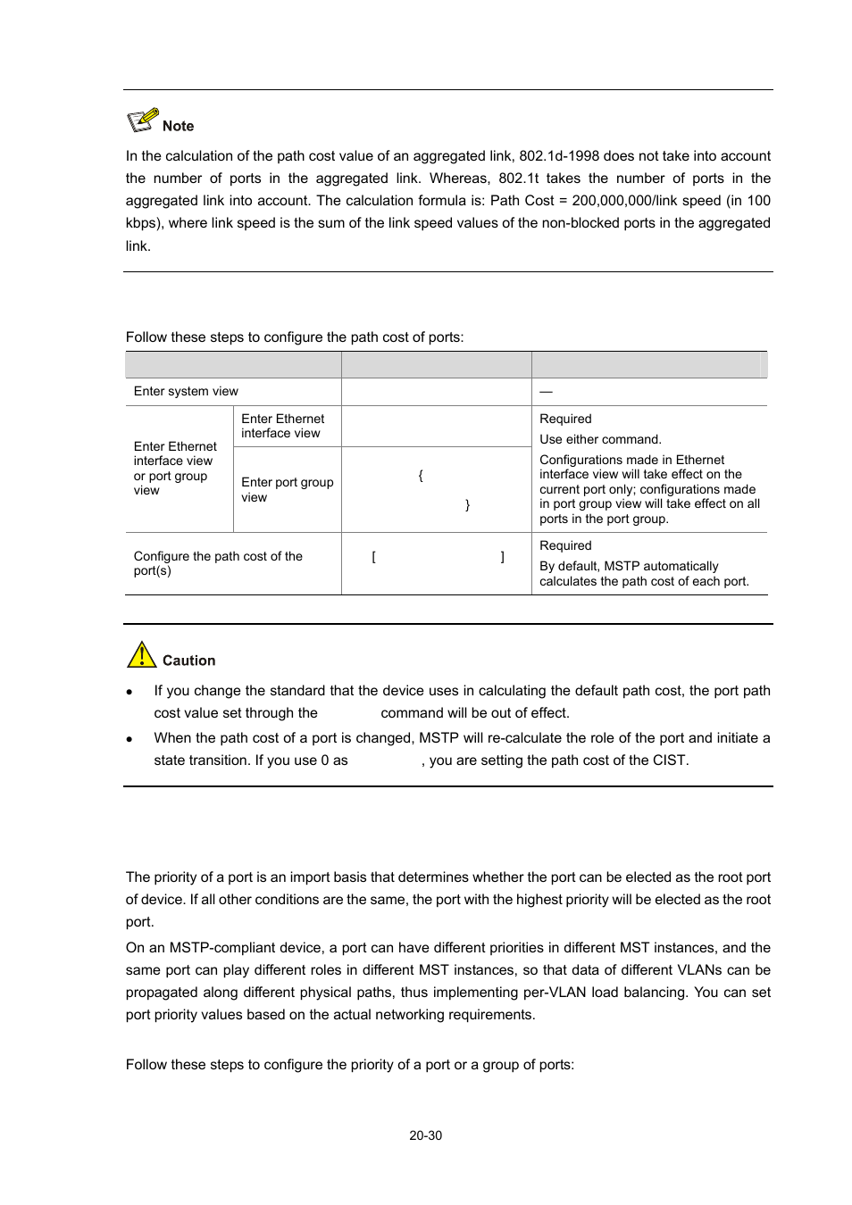 Configuring path costs of ports, Configuring port priority, Configuration procedure | H3C Technologies H3C WX6000 Series Access Controllers User Manual | Page 188 / 678