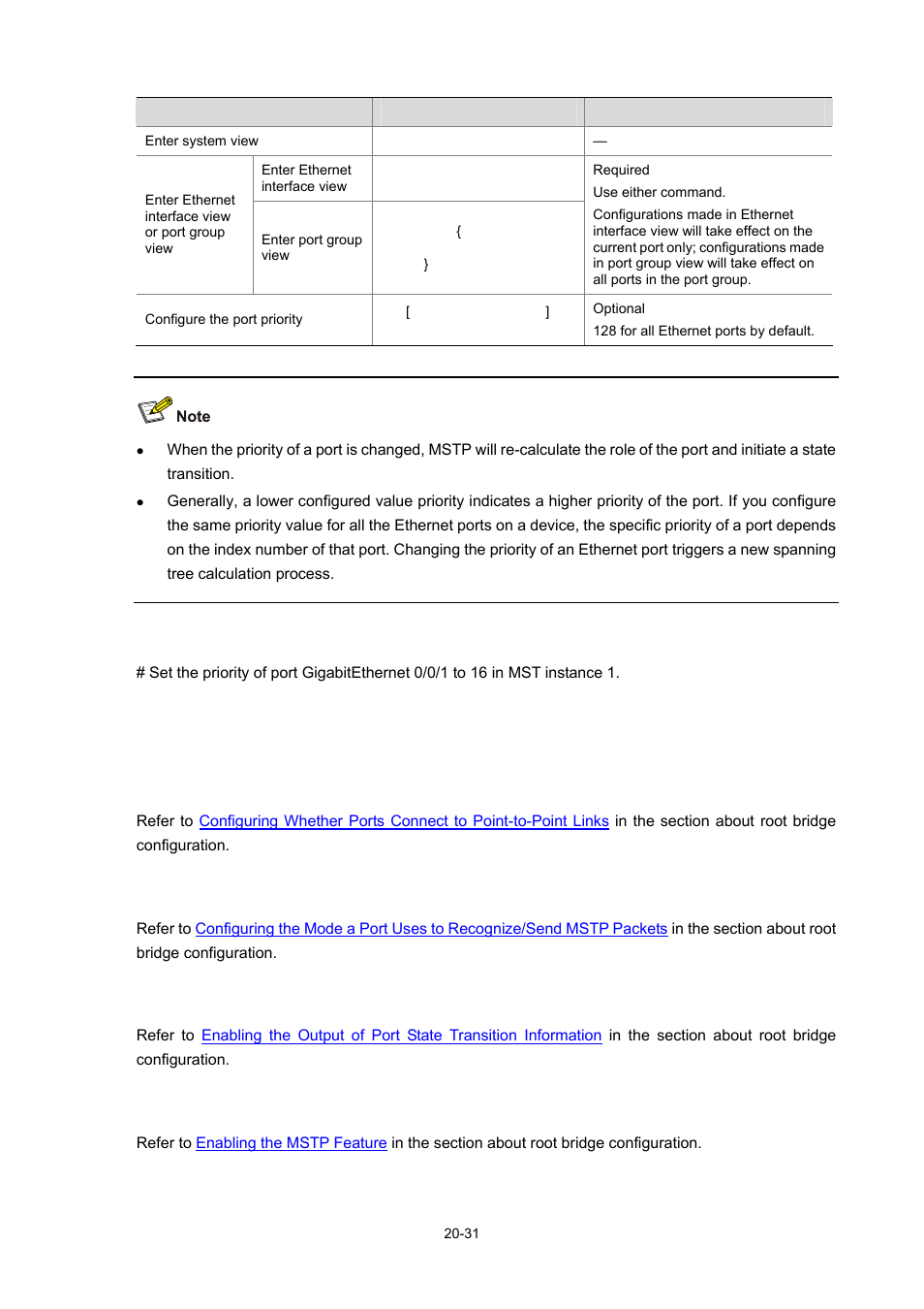 Configuration example, Enabling the mstp feature | H3C Technologies H3C WX6000 Series Access Controllers User Manual | Page 189 / 678