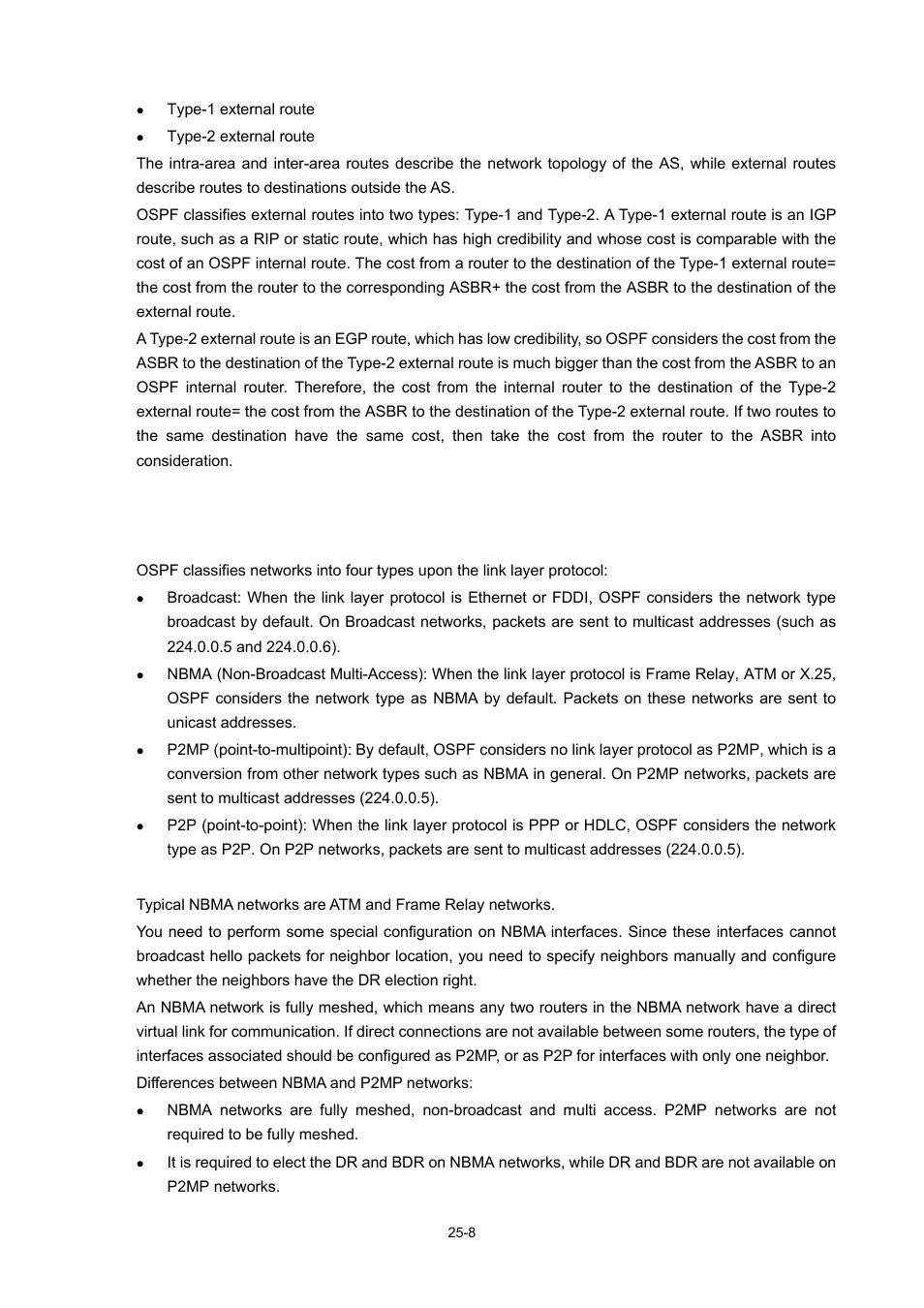 Classification of ospf networks, Ospf network types, Nbma network configuration principle | H3C Technologies H3C WX6000 Series Access Controllers User Manual | Page 242 / 678