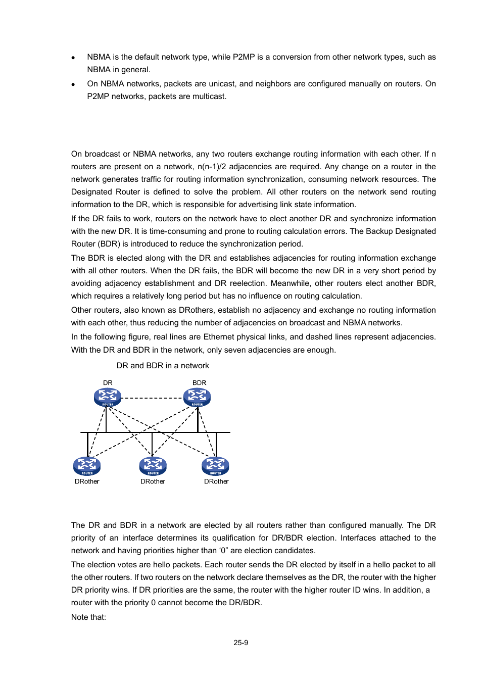 Dr and bdr, Dr/bdr introduction, Dr/bdr election | H3C Technologies H3C WX6000 Series Access Controllers User Manual | Page 243 / 678