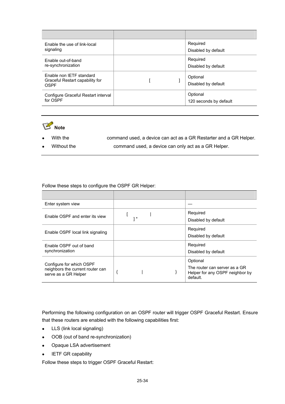 Configuring the ospf gr helper, Triggering ospf graceful restart | H3C Technologies H3C WX6000 Series Access Controllers User Manual | Page 268 / 678