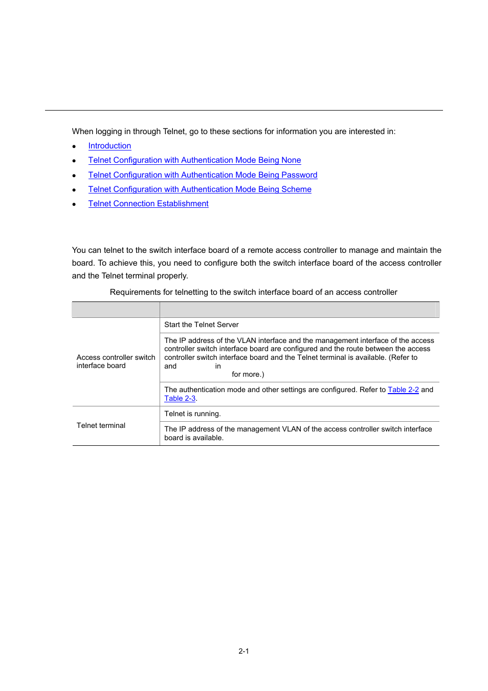 2 logging in through telnet, Introduction, Logging in through telnet | H3C Technologies H3C WX6000 Series Access Controllers User Manual | Page 31 / 678