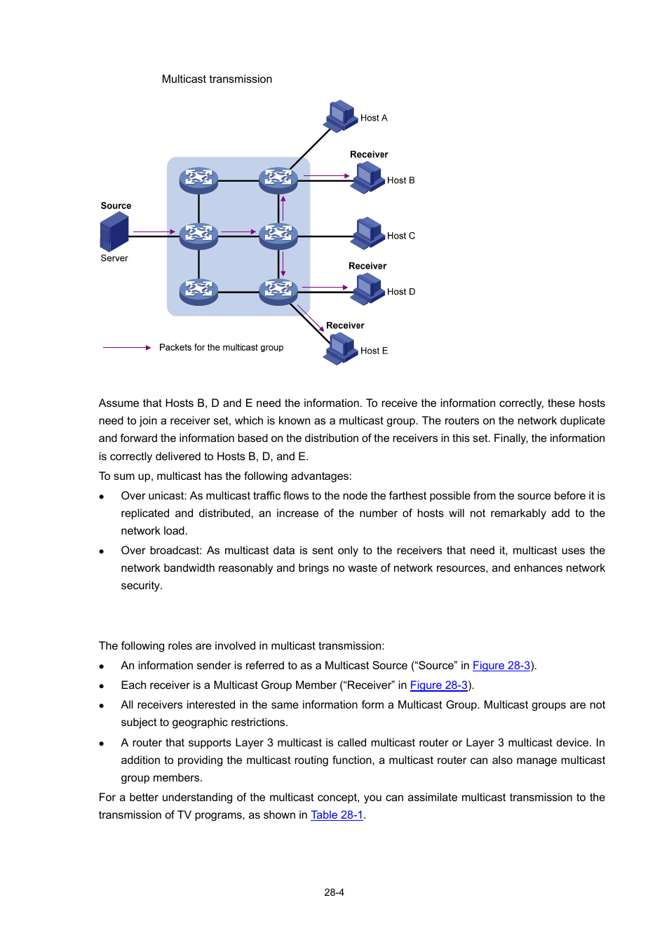Roles in multicast | H3C Technologies H3C WX6000 Series Access Controllers User Manual | Page 310 / 678