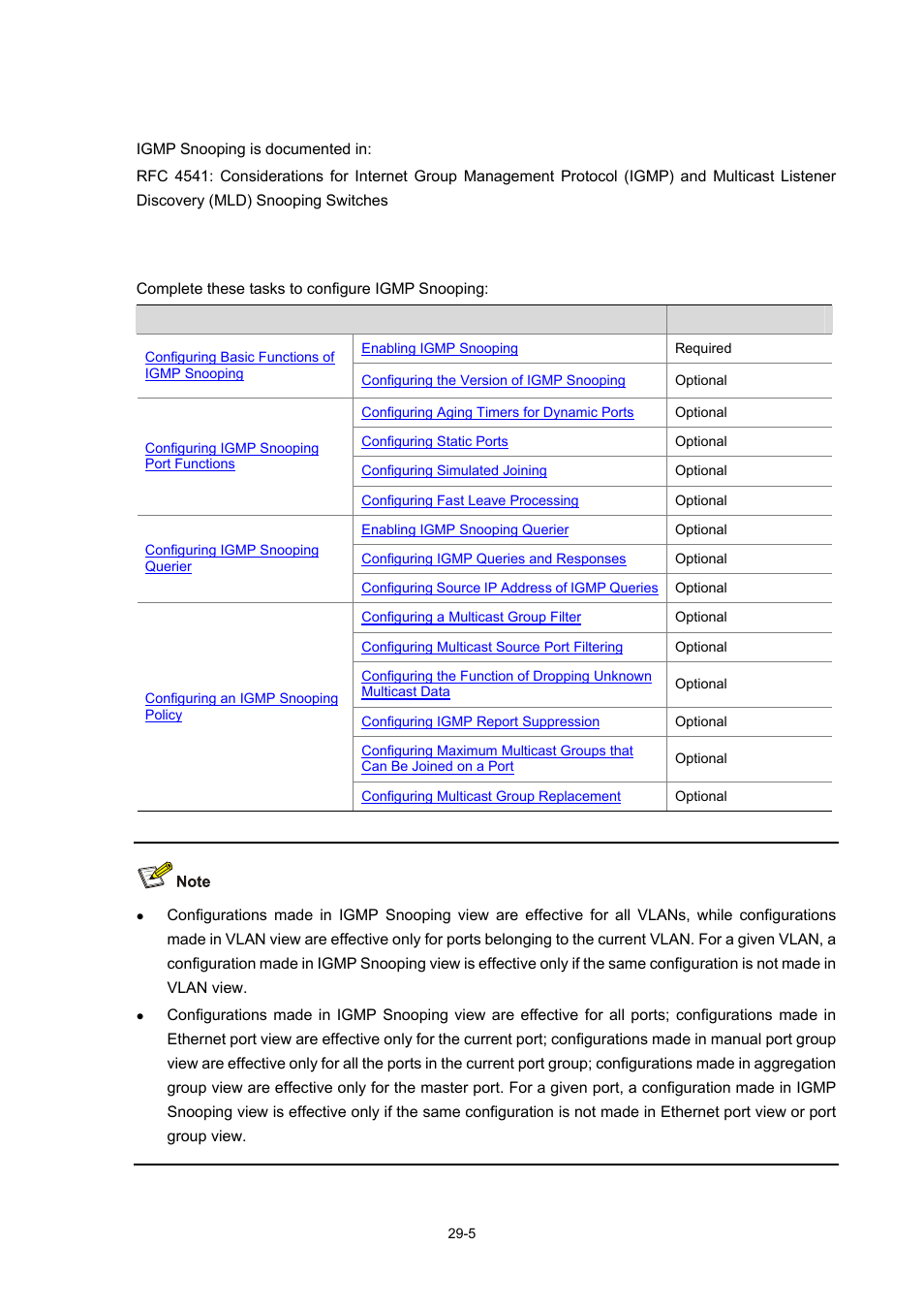 Protocols and standards, Igmp snooping configuration task list | H3C Technologies H3C WX6000 Series Access Controllers User Manual | Page 323 / 678