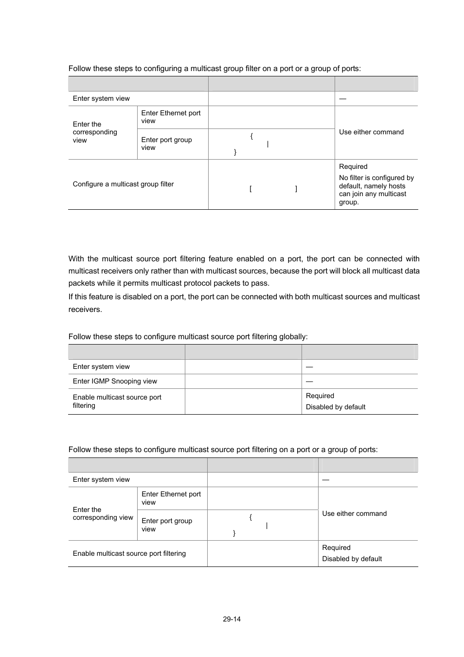 Configuring multicast source port filtering | H3C Technologies H3C WX6000 Series Access Controllers User Manual | Page 332 / 678