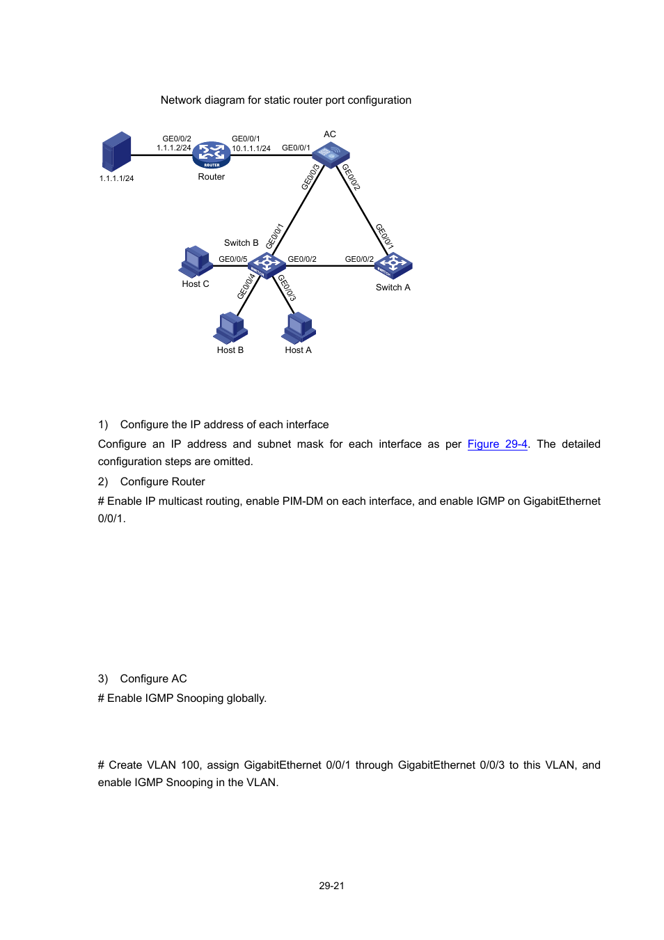 Network diagram, Configuration procedure | H3C Technologies H3C WX6000 Series Access Controllers User Manual | Page 339 / 678
