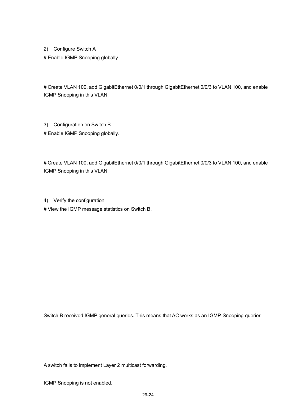 Troubleshooting igmp snooping configuration, Switch fails in layer 2 multicast forwarding, Symptom | Analysis | H3C Technologies H3C WX6000 Series Access Controllers User Manual | Page 342 / 678