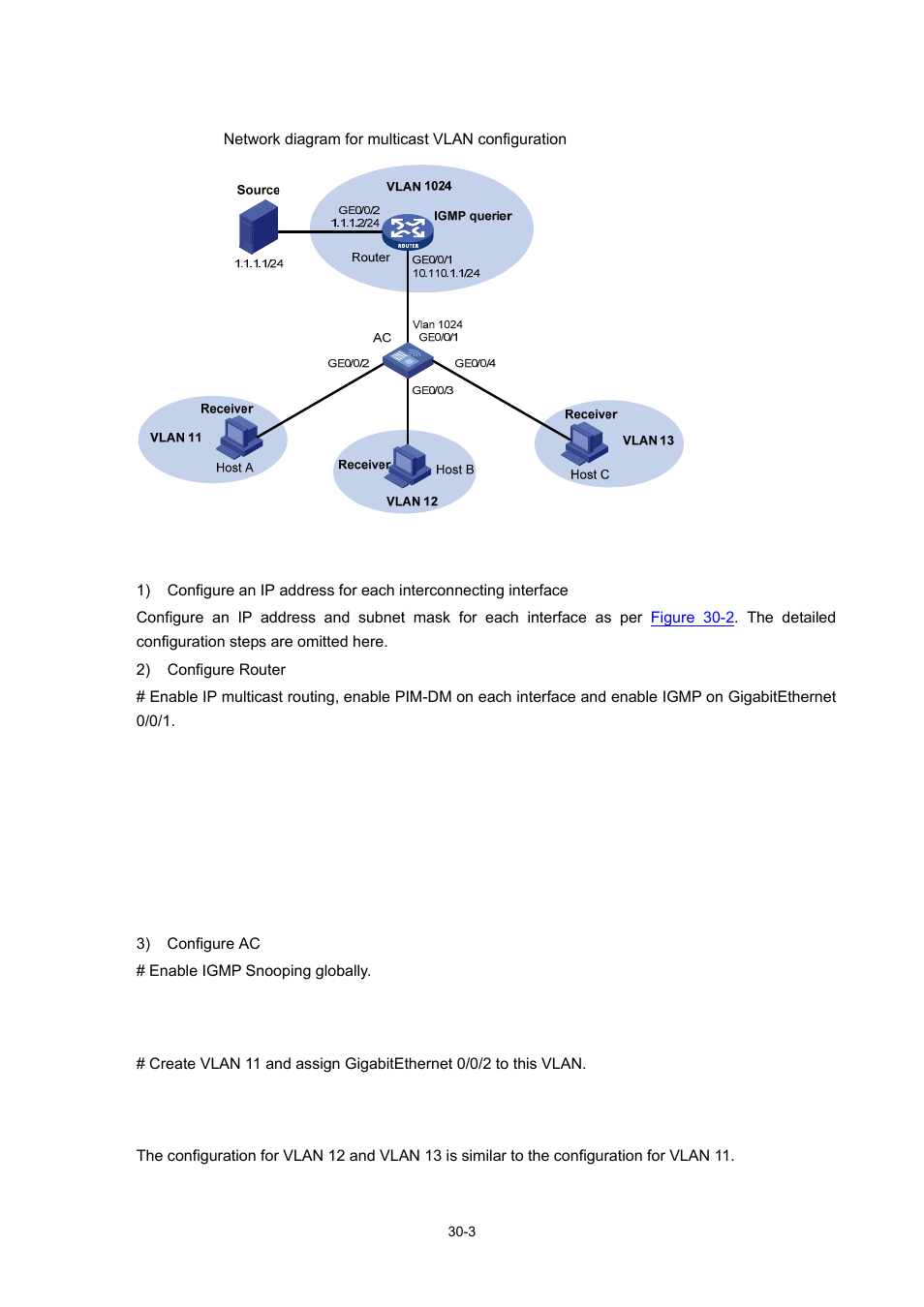 Network diagram, Configuration procedure | H3C Technologies H3C WX6000 Series Access Controllers User Manual | Page 346 / 678