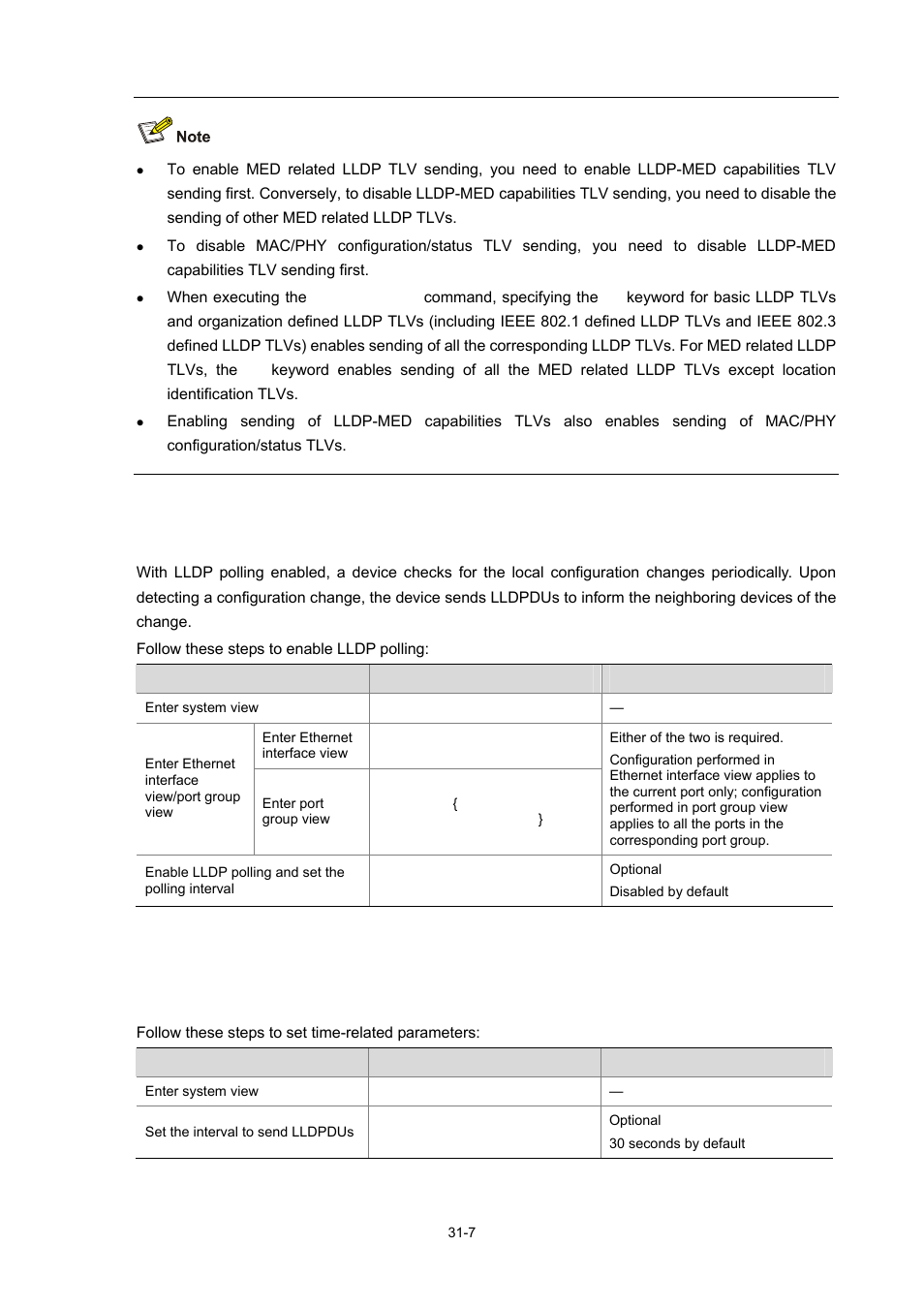 Enable lldp polling, Configuring time-related parameters | H3C Technologies H3C WX6000 Series Access Controllers User Manual | Page 354 / 678