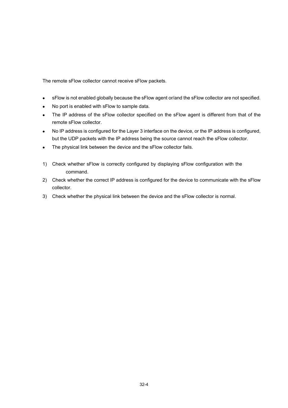 Troubleshooting sflow configuration, Symptom, Analysis | Solution | H3C Technologies H3C WX6000 Series Access Controllers User Manual | Page 362 / 678