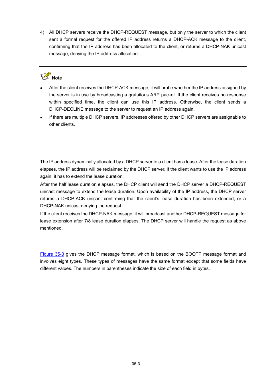 Ip address lease extension, Dhcp message format | H3C Technologies H3C WX6000 Series Access Controllers User Manual | Page 376 / 678