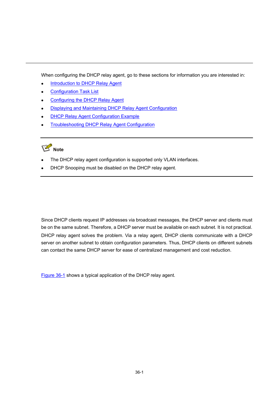36 dhcp relay agent configuration, Introduction to dhcp relay agent, Application environment | Fundamentals, 1 fundamentals, Dhcp relay agent configuration | H3C Technologies H3C WX6000 Series Access Controllers User Manual | Page 381 / 678