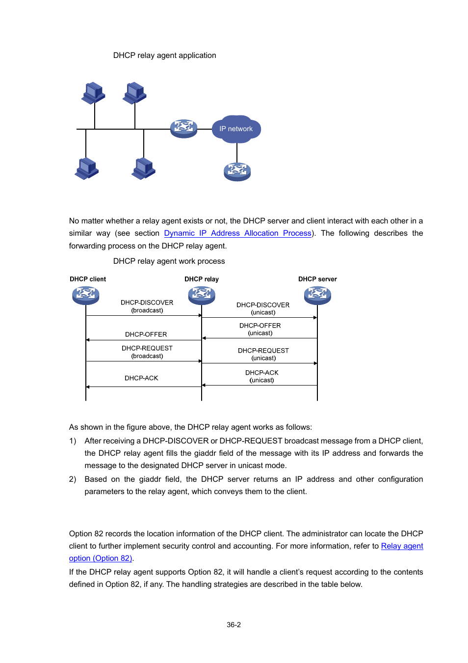 Dhcp relay agent support for option 82, Figure 36-1 | H3C Technologies H3C WX6000 Series Access Controllers User Manual | Page 382 / 678