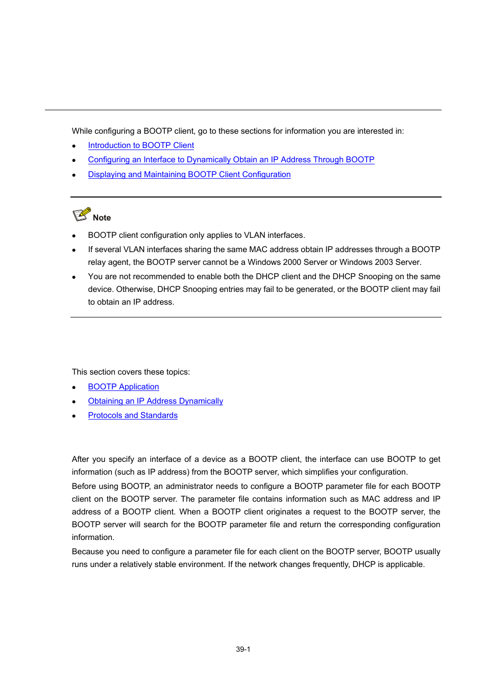 39 bootp client configuration, Introduction to bootp client, Bootp application | Bootp client configuration | H3C Technologies H3C WX6000 Series Access Controllers User Manual | Page 400 / 678